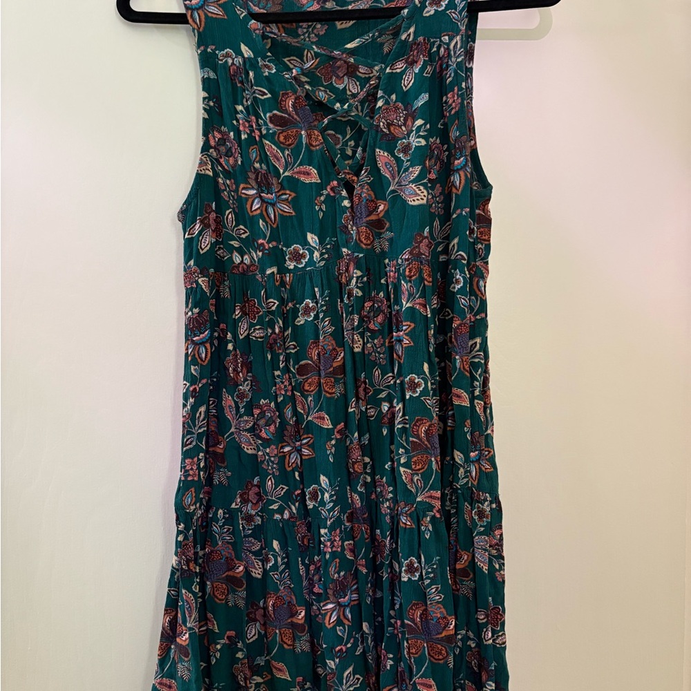 American Eagle Floral / Paisley Sleeveless Green Dress